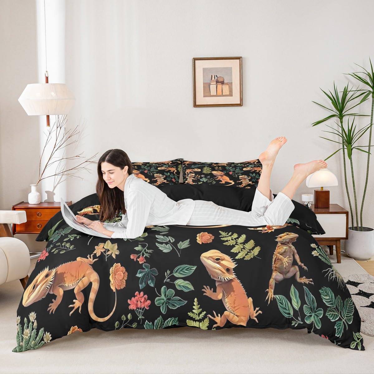 Housse de couette dragon barbu Manfei pour lit simple enfant