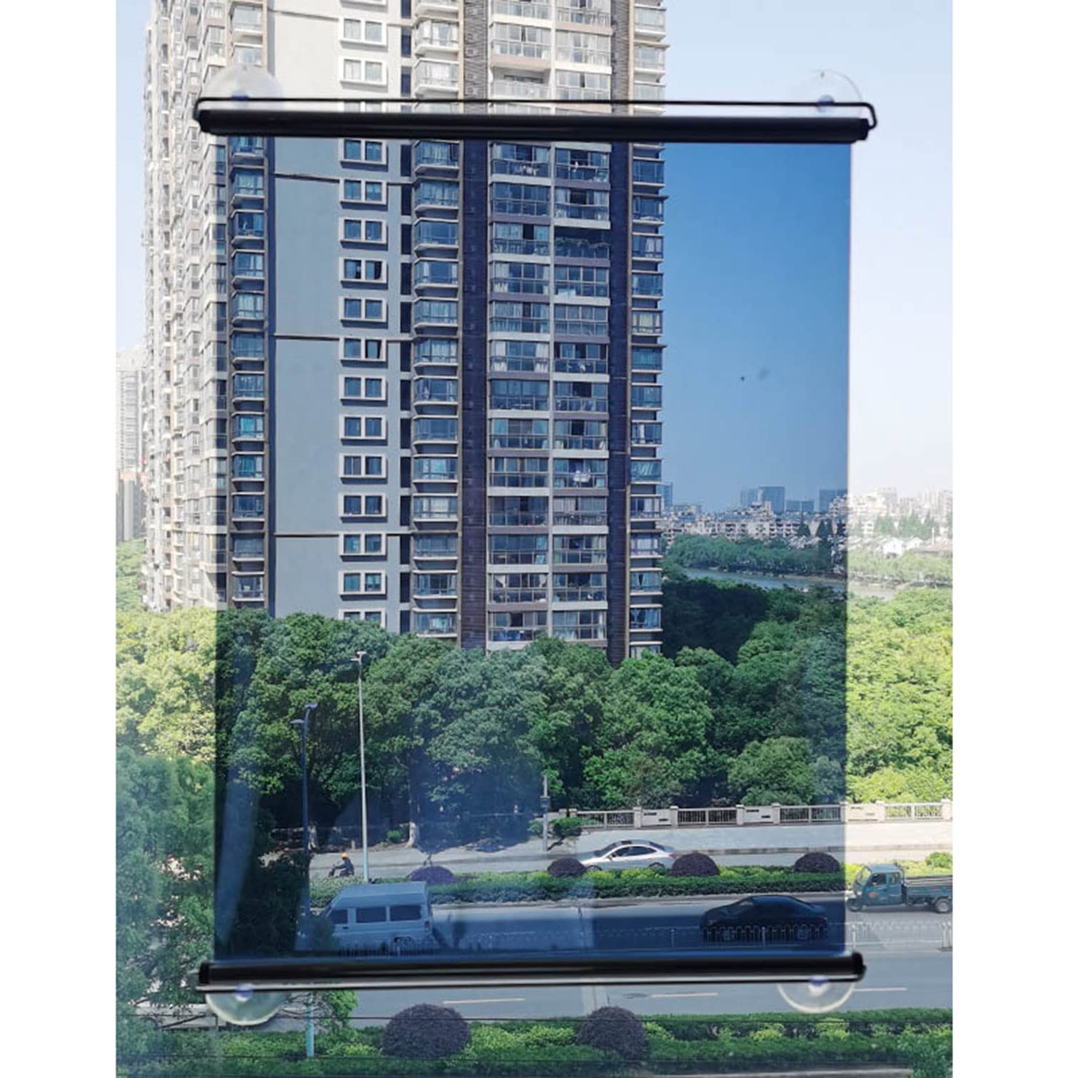 SANJIAOJIA Balcony Suction Cup Roller Blind,Retractable Blackout Roller Blind Window Shade,Sun Protection Privacy Screen,Bedroom Roof Office Car Shading Insulation Film (W71xH200cm(28x79in),Blue)