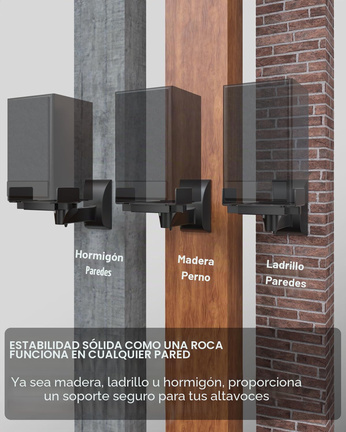 WALI Soporte de Montaje en Pared para Altavoces de Sonido Envolvente Grande, soporta hasta 55 Libras (SWM201), Color Negro