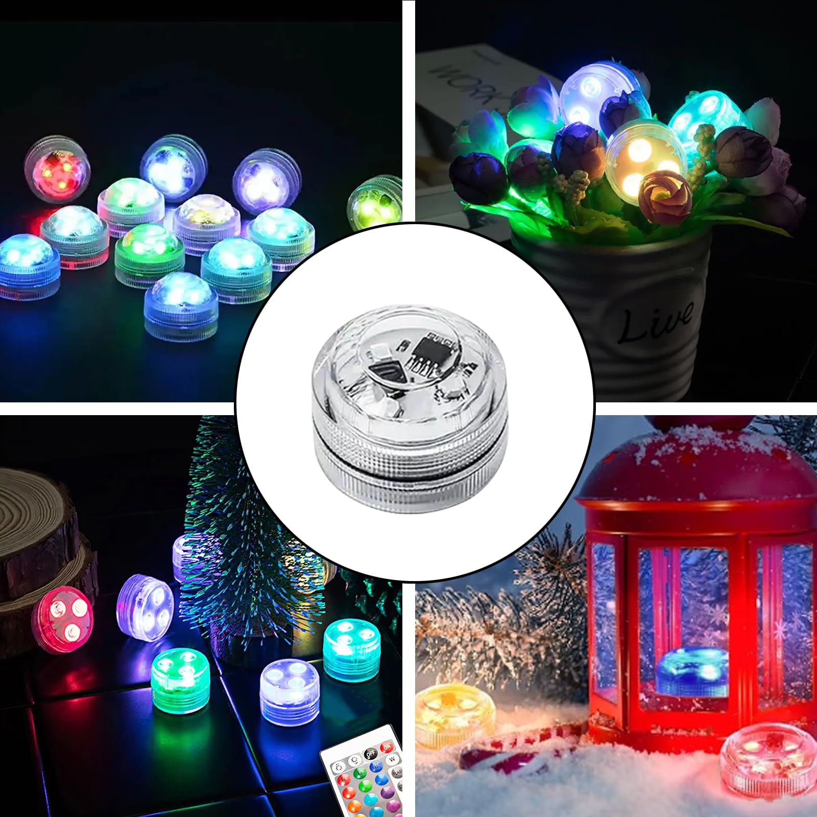 10 Pack Submersible LED Lights, Mini LED Lights Waterproof, Pool Lights Underwater, Tea Light with Remote Control - Image 2
