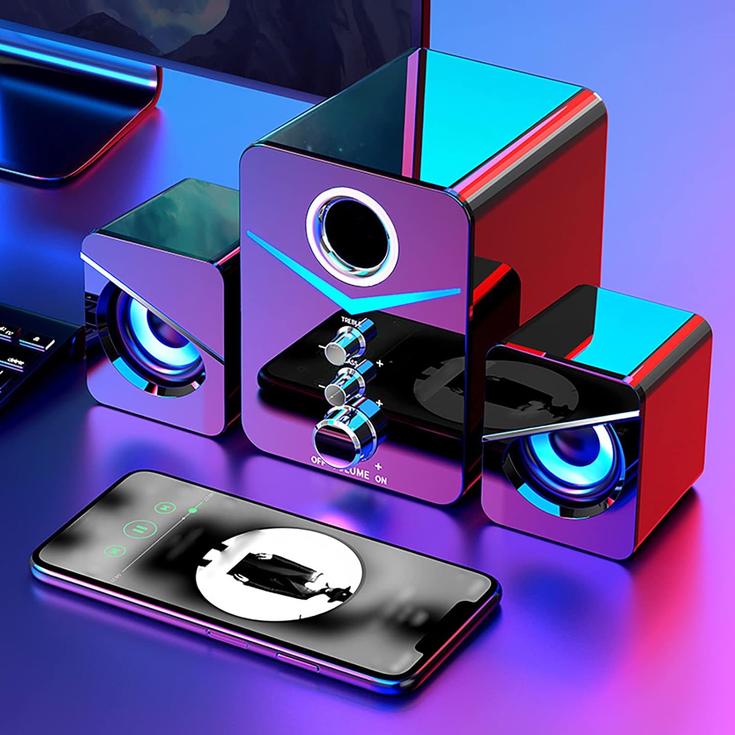 Corded Speakers with Light Indoor Loud Voice Stereo Sound