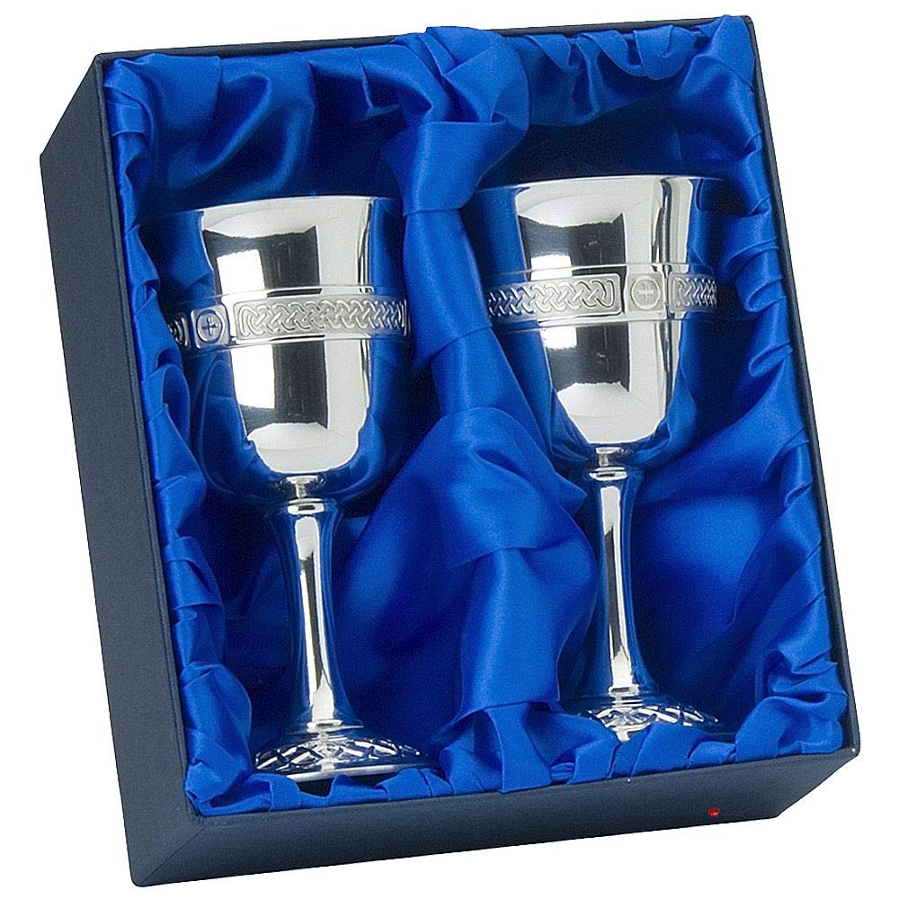 I LUV LTD Calici Medievali in Peltro con Stemma Presentazione Regalo Nozze in Scatola