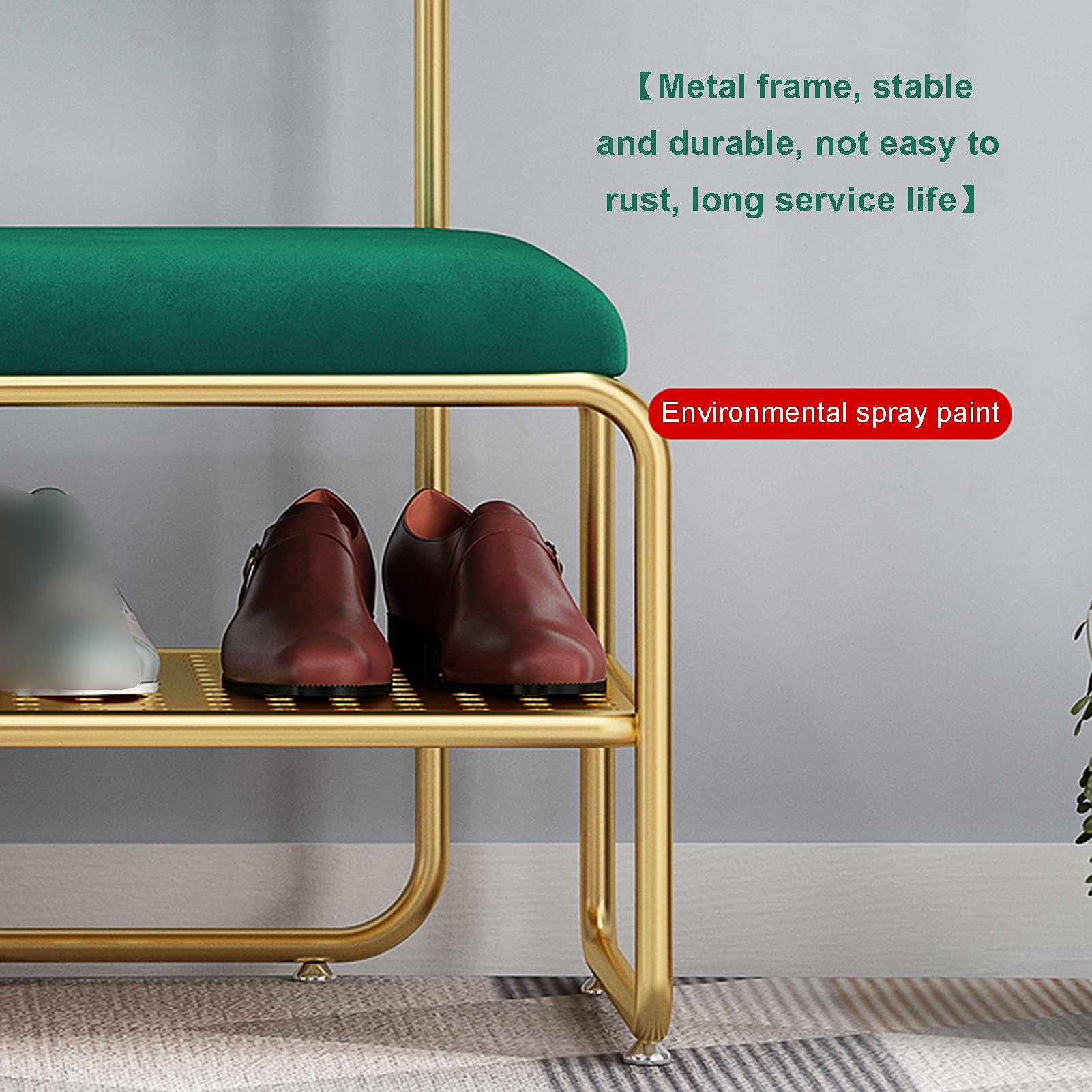 XINGLL - Appendiabiti in metallo antiruggine con panca, versatile, per ingresso, camera da letto, ufficio, perfetto per indumenti, scarpe, cappelli, borse, facile da montare