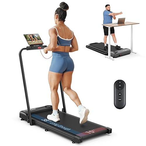 THERUN Walking Pad, 2 in 1 Foldable Treadmills for Home with Remote Control - Carbon Black