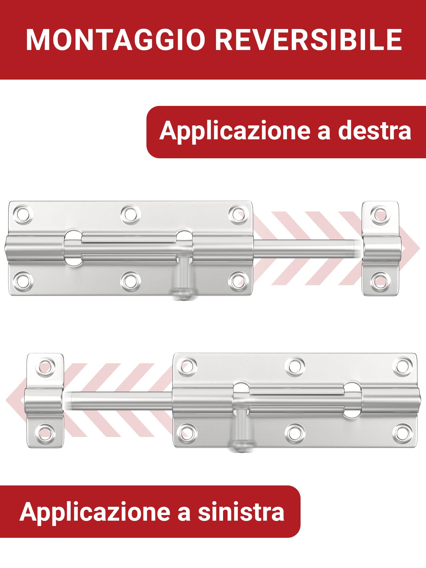 LouMaxx Set di 2 Chiavistelli per Porte - Catenaccio Porta 38x100 mm - Viti Incluse – Chiavistello di Sicurezza – Serratura Porta Interna - Bullone – Serratura di Sicurezza