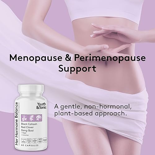 Miniatura 2 de Youth & Tonic Her Hormonal Balance - Suplemento para la menopausia para mujeres, apoyo a la perimenopausia, fórmula herbaria no hormonal con cohosh