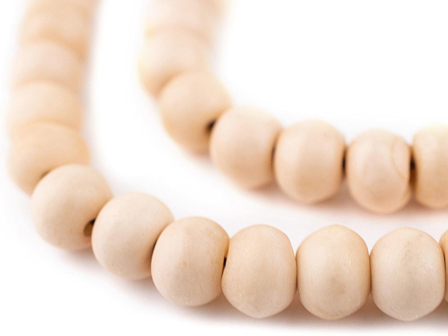 The Bead Chest Pastel Orange Bone Mala Beads 10mm Nepal Round Large Hole 34 Inch Strand