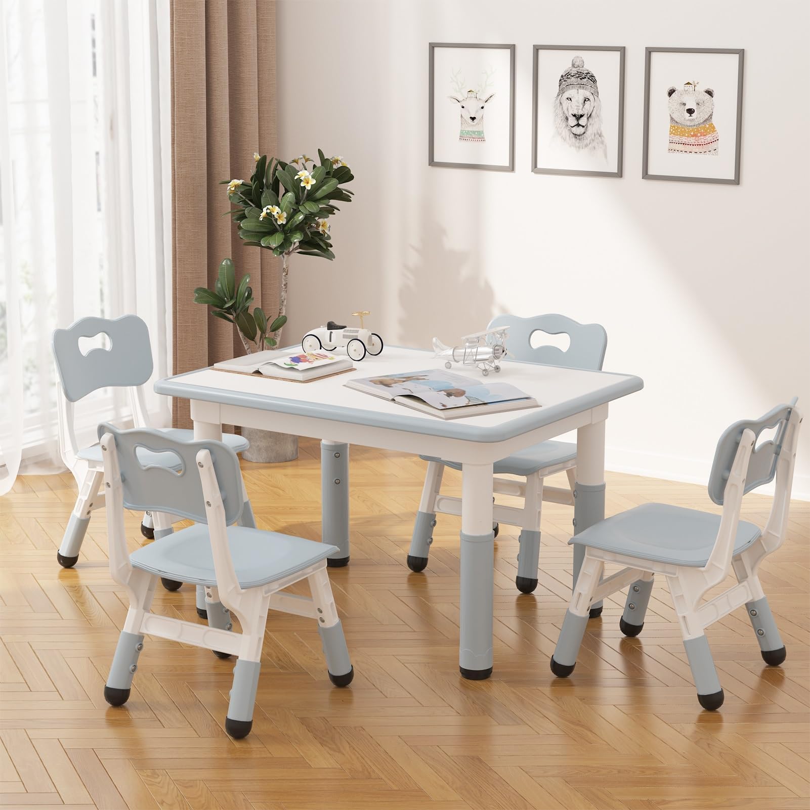 Litake Mesa Infantil Ajustable 4 Sillas Grafiti 80x60cm