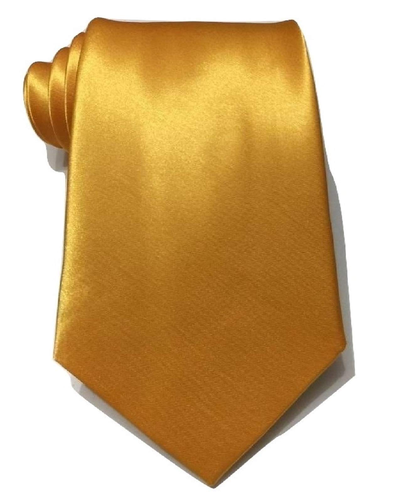 L&L® Standard 9cm Wide Mens wedding event prom party plain Satin necktie tie (Yellow)