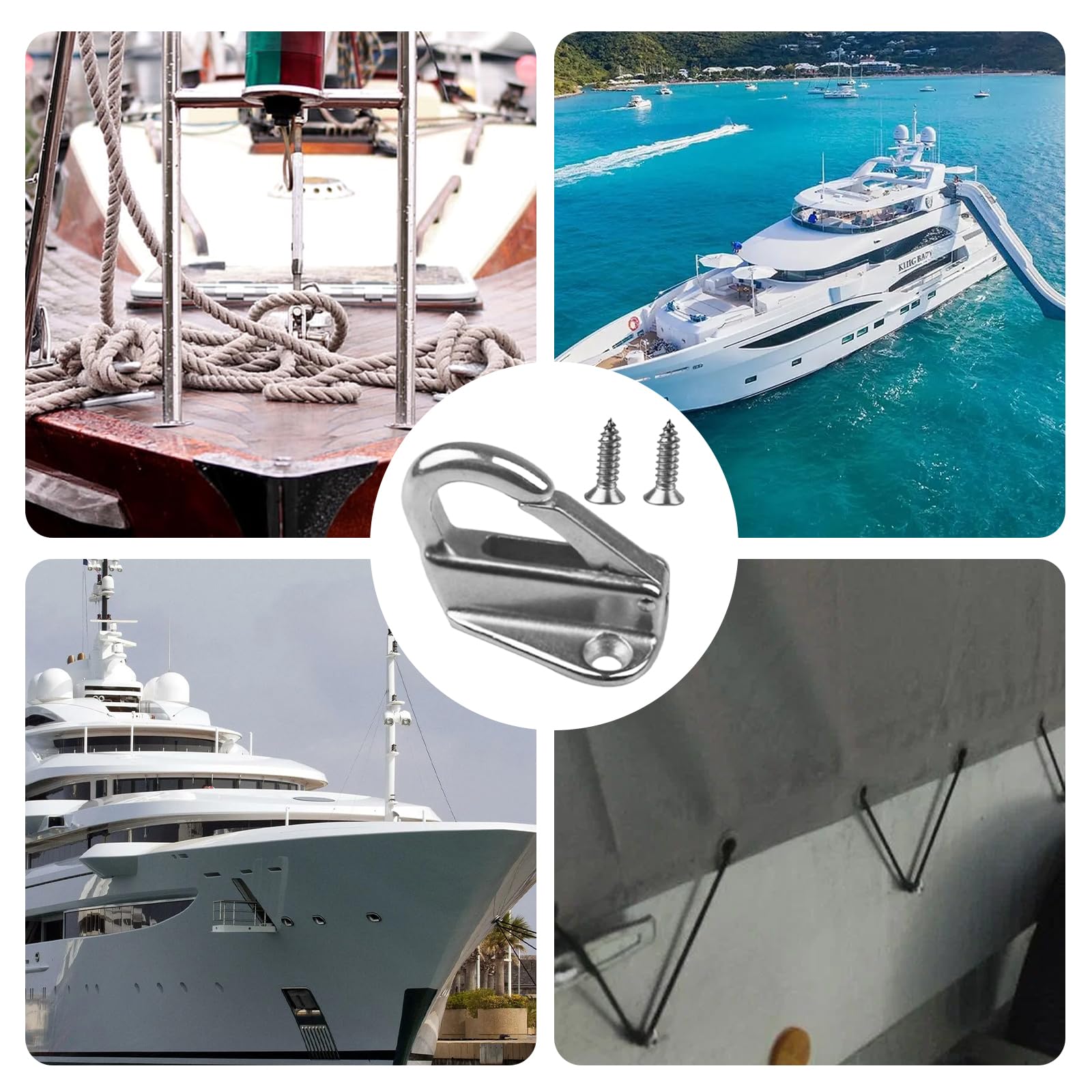 10 ganci per parafango: gancio per parafanghi in acciaio inox 316 con 20 viti per appendere le navi, ganci per teloni durevoli, adatti per barche, yacht e camper