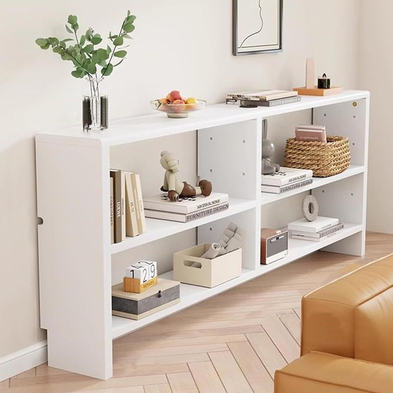 estantes de Doble Capa,Mesa de Entrada Recibidor Pequeña,Mueble detras Sofa Decoraciones estrechas,Ideal para Espacios pequeños para Salón Pasillo Recibidor （Blanco-120×15×86）