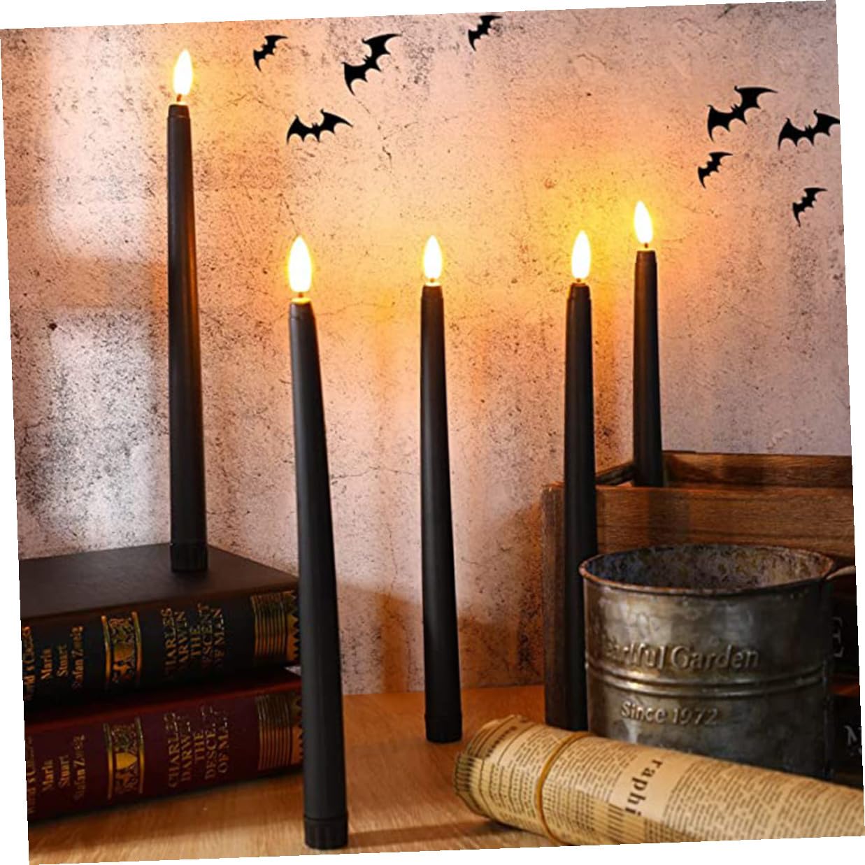12 Piezas Velas LED Cónicas sin Llama de Plástico para Ambientación Navideña y Bodas