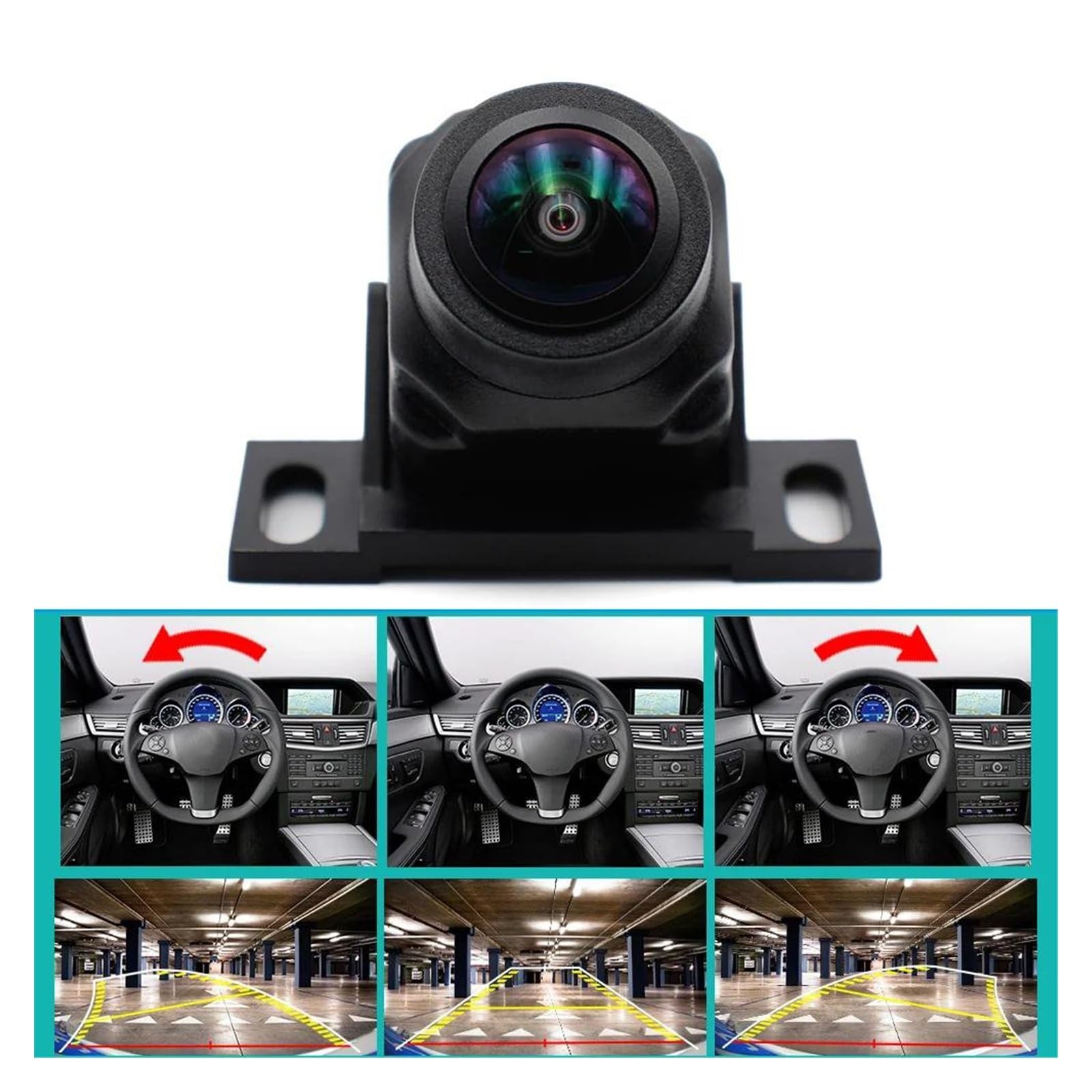Retrocamera Auto 180 Gradi 1080P HD Visione Notturna Traccia Backup Telecamera Parcheggio Traiettoria Dinamica Telecamera Retromarcia Auto Vista Posteriore Fisheye Telecamera Retromarcia