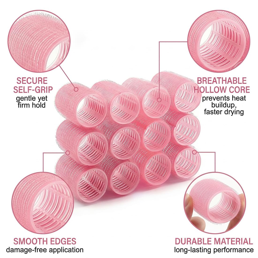 LAKPYN 12 Pièces Heatless Curling, Bigoudis Cheveux, Rouleaux, Bigoudis pour Tous Les Cheveux Courts, Moyens Ou Longs - 3
