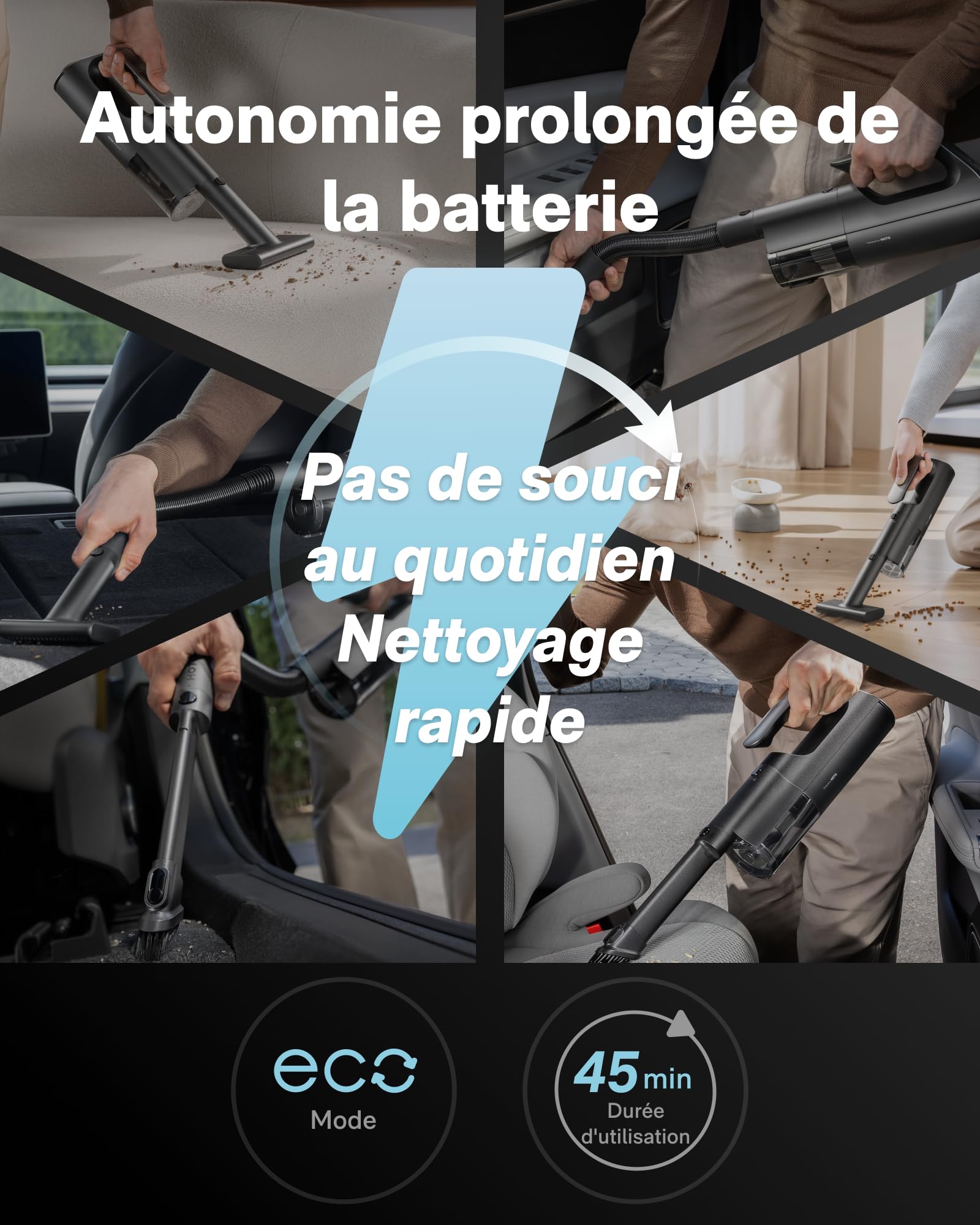 HOTO BlowVac Aspirateur à Main 2 en 1, 23000 Pa sans Fil Souffleur Voiture