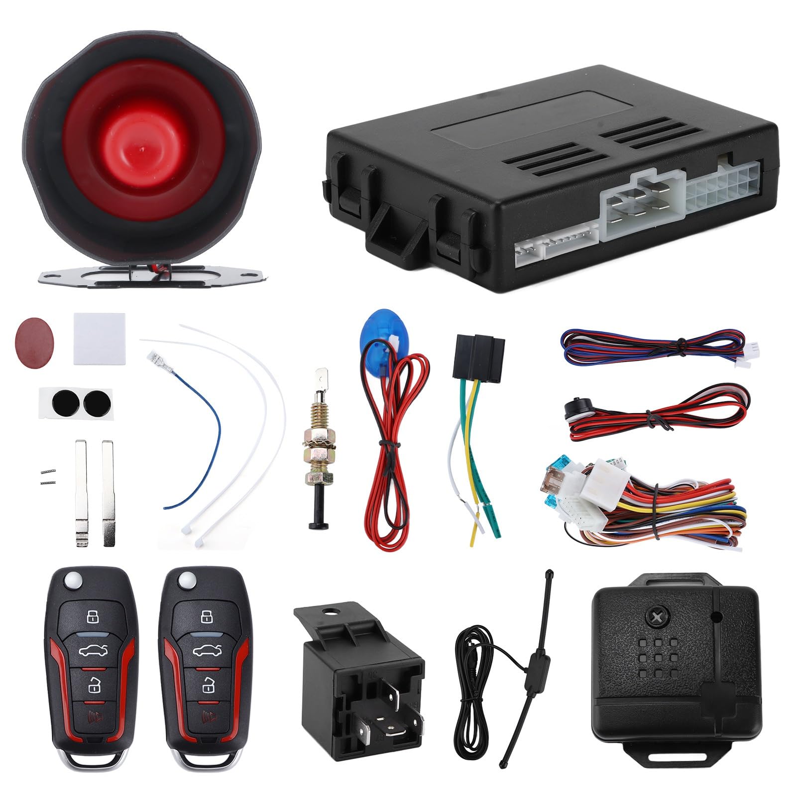 Naroote de Alarma de Seguridad para Automóvil con Arranque Remoto y Entrada sin Llave, Liviano para Todos los Automóviles de 12 V, Material ABS