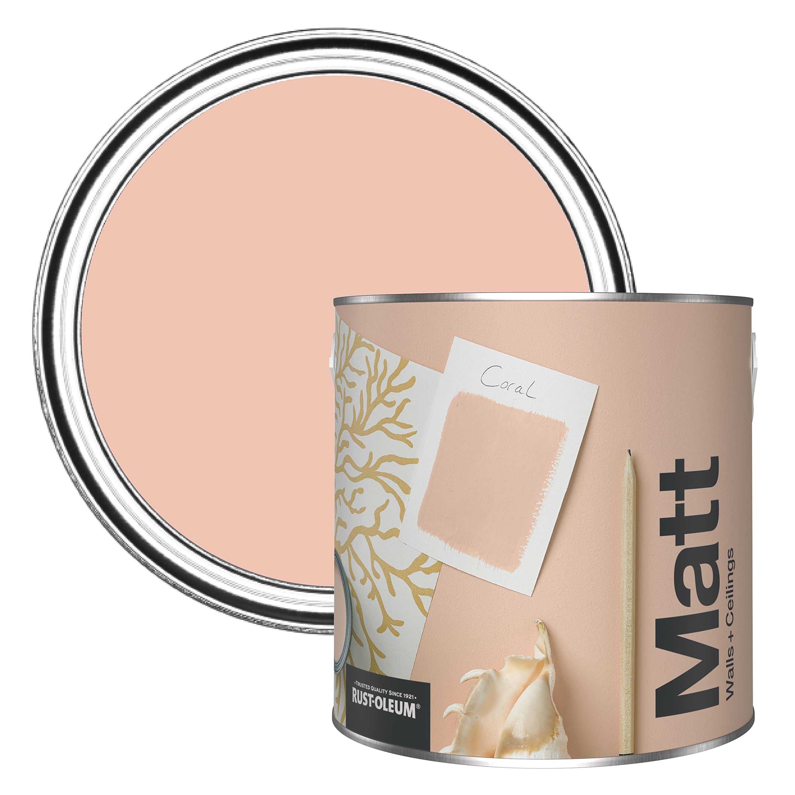 Rust-Oleum Colours Matt Emulsion Wall and Ceiling Paint - Coral 2.5L