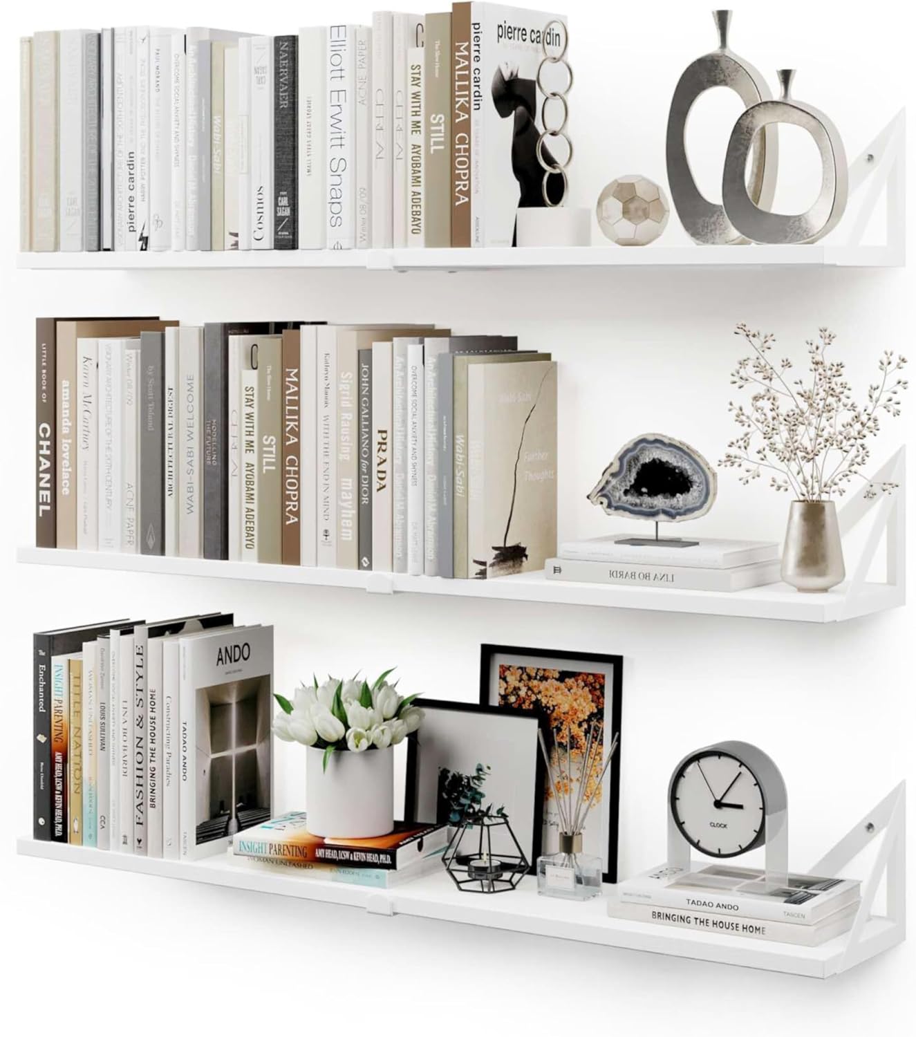 CASSA NOKO Wall Mounted Floating Book Shelves for Wall Set of 3, Shelf ...