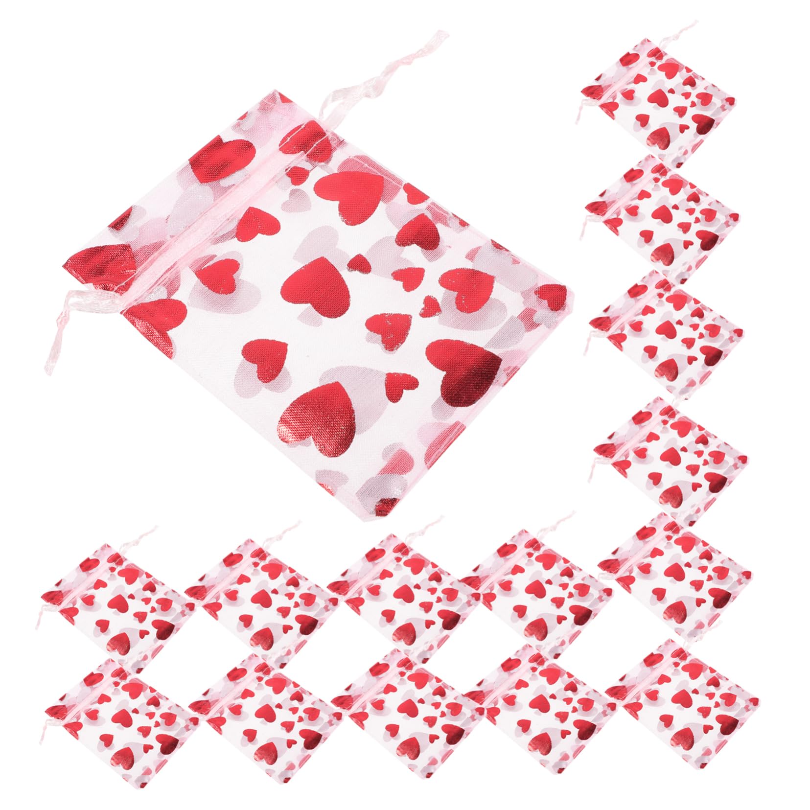 Beavorty 3 Set Di Sacchetti in Organza A Forma Di Cuore Per Sacchetti Per Piccole Imprese 100 Pezzi * 3