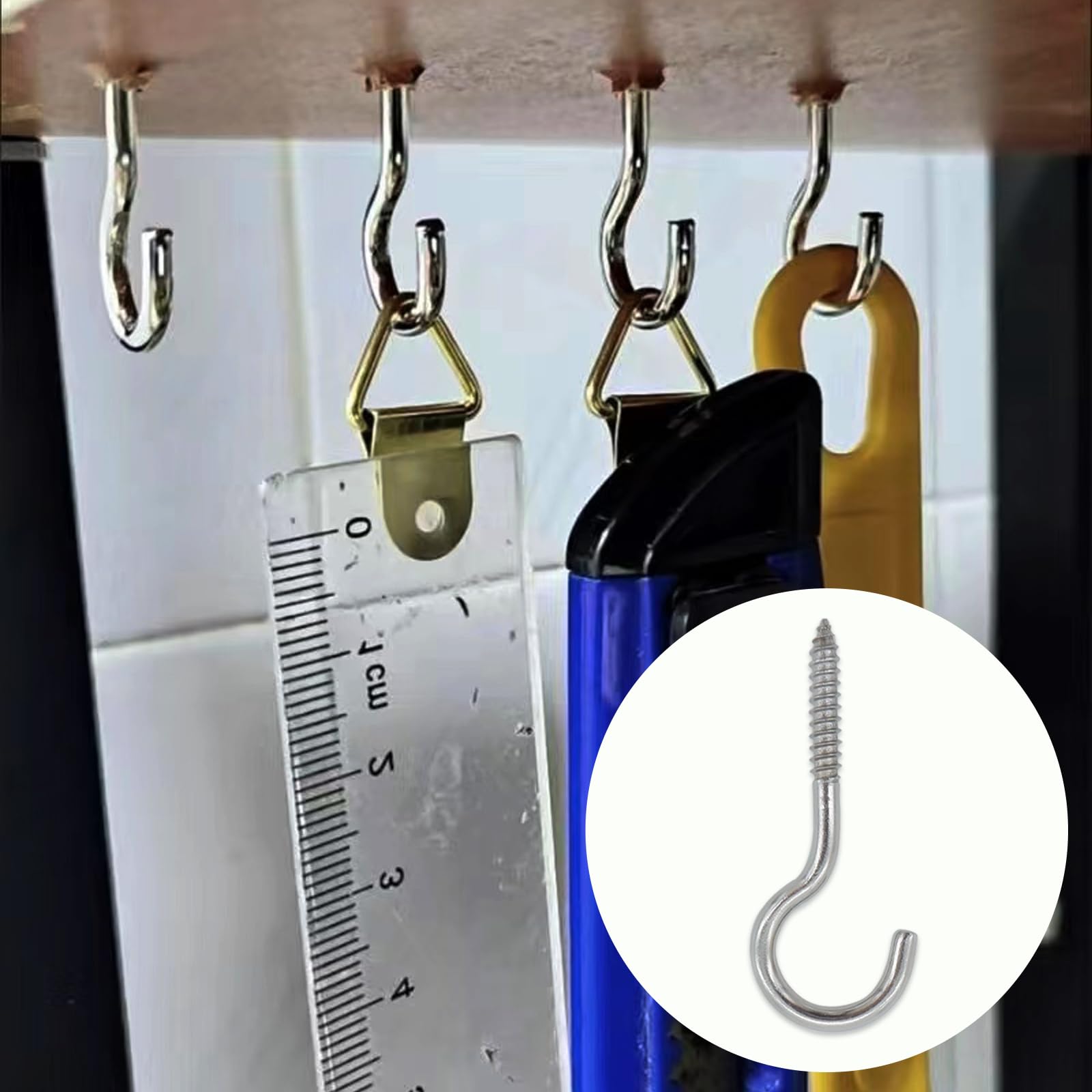 Lot de 24 crochets à œillet à vis M6 en acier inoxydable 304, très résistants, supportant une charge de 90,7 kg, crochets à œillet