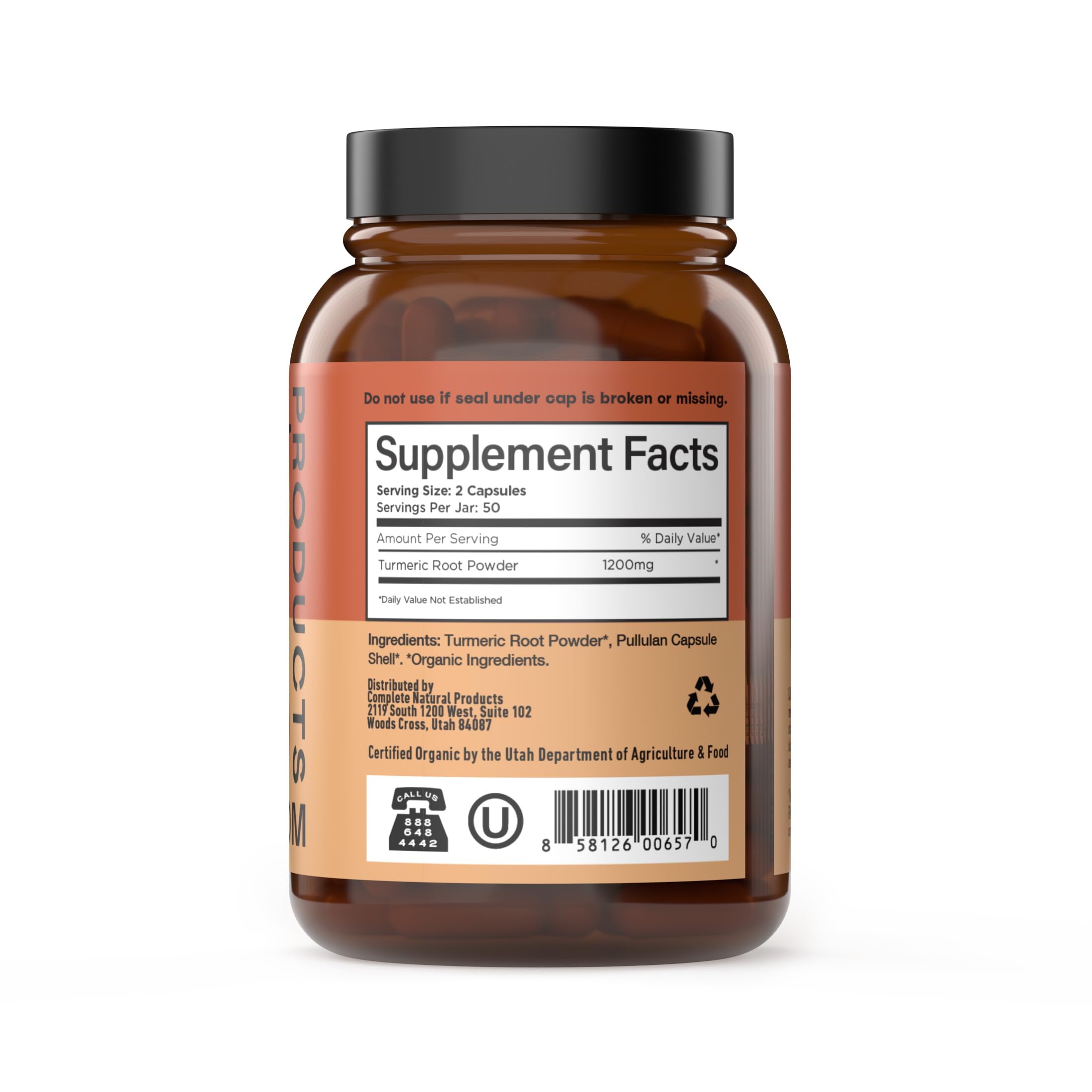 Organic Turmeric Capsules - Raw & Pure Curcumin Root Powder Supplement, 100 Capsules 600mg, Gallbladder, Liver, and Support