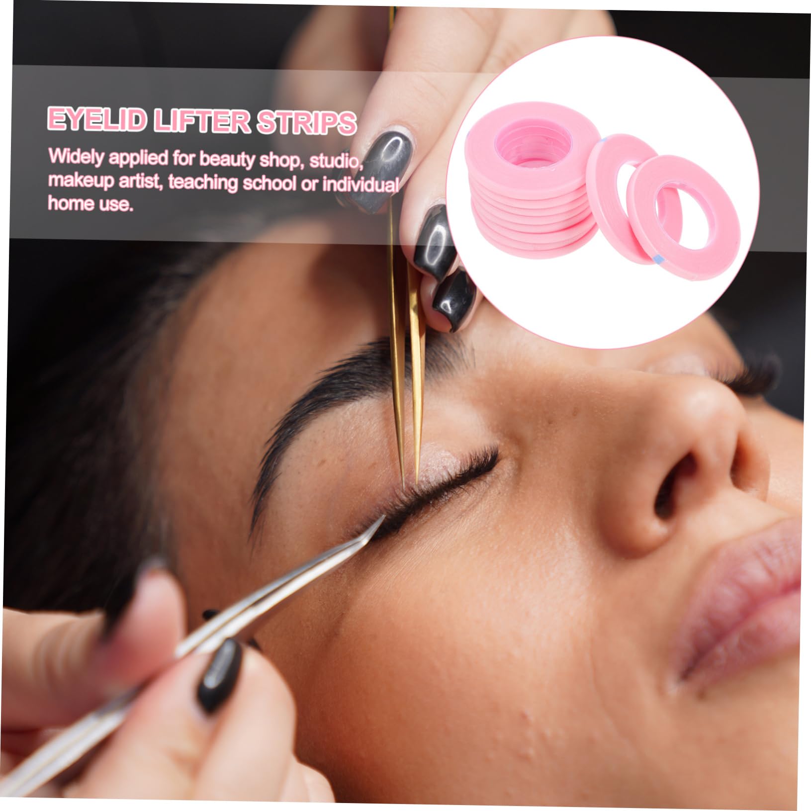FRCOLOR 50 nastro per ciglia nastro adesivo in tessuto nastri per il sollevamento delle ciglia nastro per extension ciglia strumenti per la bellezza delle ciglia rosa