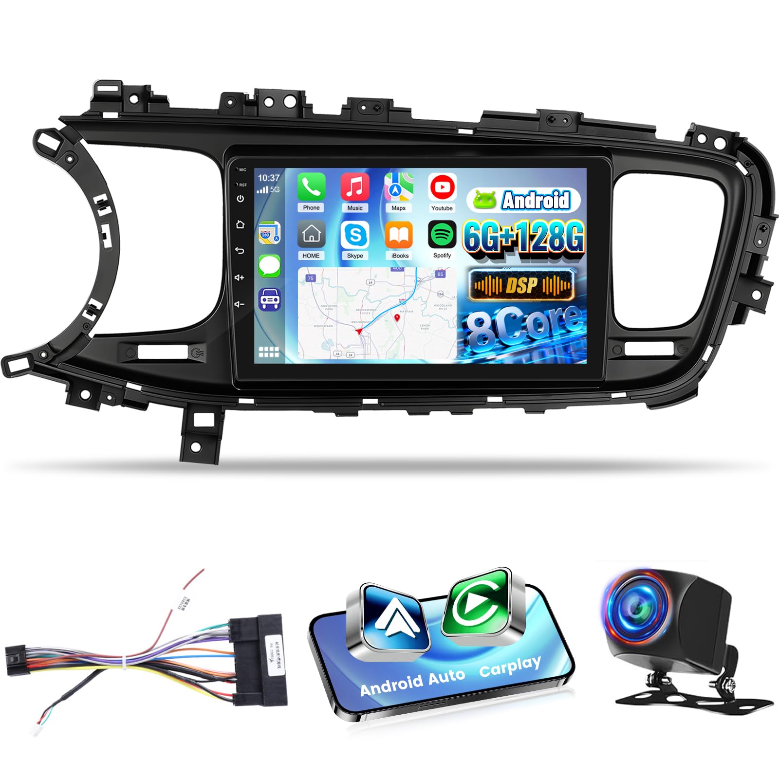 Photo 1 of [8 Core 6+128G] for Kia Optima K5 2013 2014 2015 Upgrade Radio: NHOPEEW 9 inch IPS Touchscreen Android Stereo - Wireless Carplay and Android Auto, Custom Homepage, 5G/WiFi, AI DSP/EQ + Backup Camera