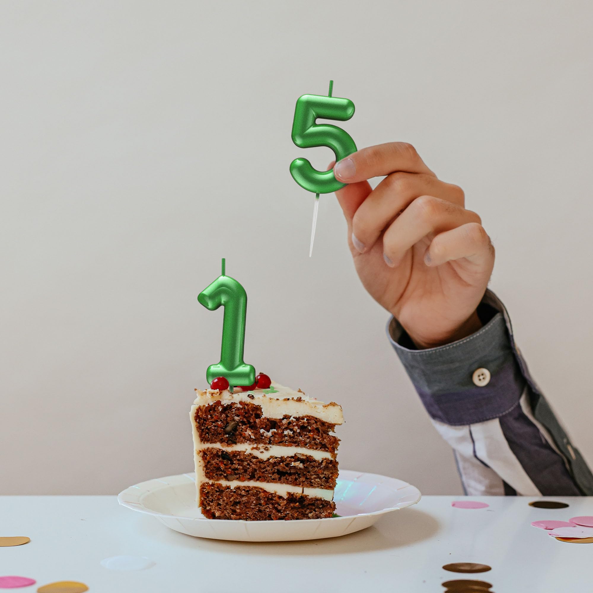Vela verde con número 8 para cumpleaños, velas con números 3D para decoración de tartas de cumpleaños, bodas, aniversarios, celebraciones