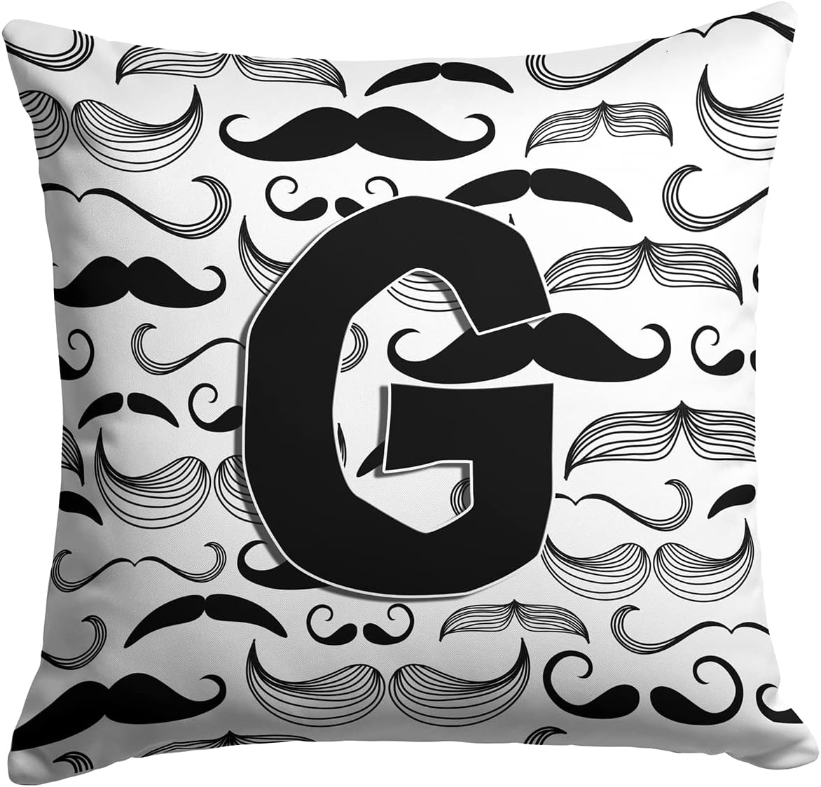 Caroline's Treasures CJ2009-GPW1414 Letter G Moustache Initial Fabric Decorative Pillow 100% Machine Washable Pillow, Indoor or Outdoor Decorative Throw Pillow for Couch, Bed or Patio