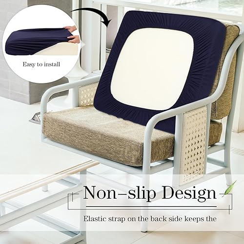 Miniatura 5 de Newwiee Juego de 12 fundas de cojín de repuesto para patio, exteriores, impermeables, elásticas, lavables, individuales, protectores de muebles para