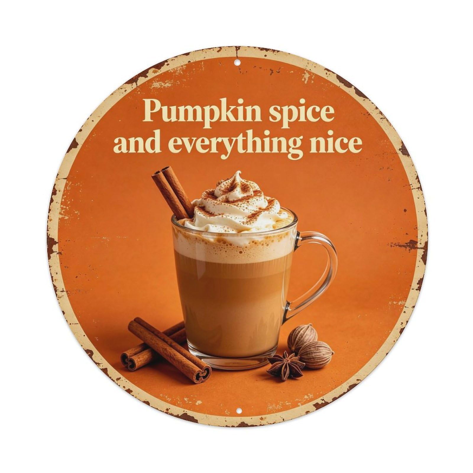 Vintage_pumpkin_spice Metal Tin Sign Plaque