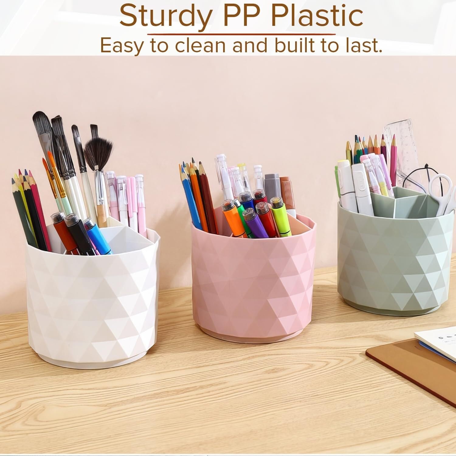 Stifteköcher Stifte Halter Stifthalter, 360° Drehbar, 5 Fächer, Schreibtisch-Bleistift-Organizer For Schule Und Zuhause Schreibtisch-Organizer(Pink)