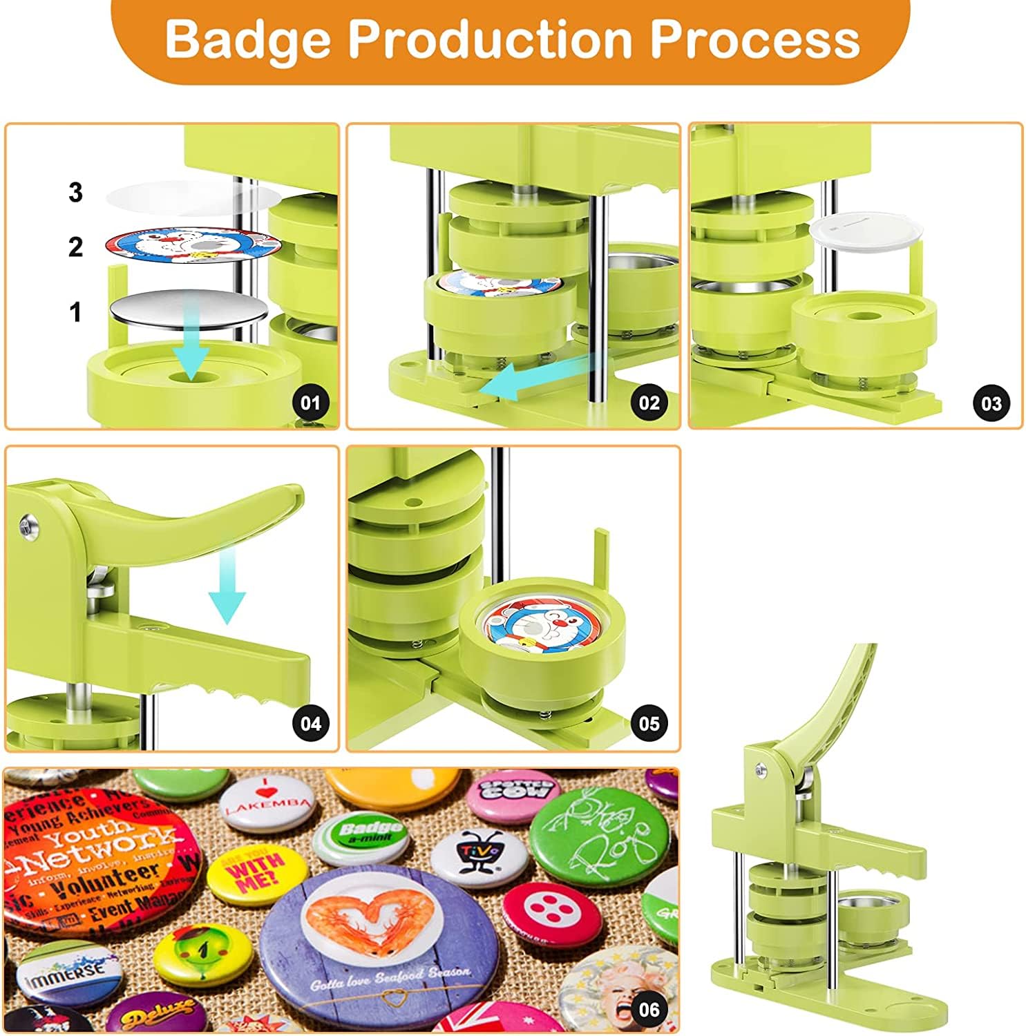 Machine à Boutons DOYFAY Kit 58+32+25mm Avec 300 Boutons En Plastique Et Pinces - Fabrication Badges DIY