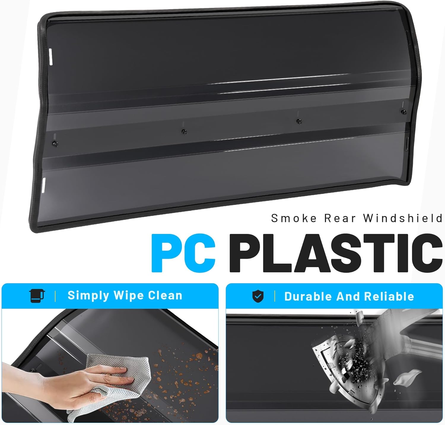 ALMULOO Smoke Rear Windshield Compatible with 2021+ Can-Am Commander Max 1000R DPS/XT/XTP & 2022+ Can-Am Commander 1000R XMR/700 DPS/XT Plastic Rear Back Window