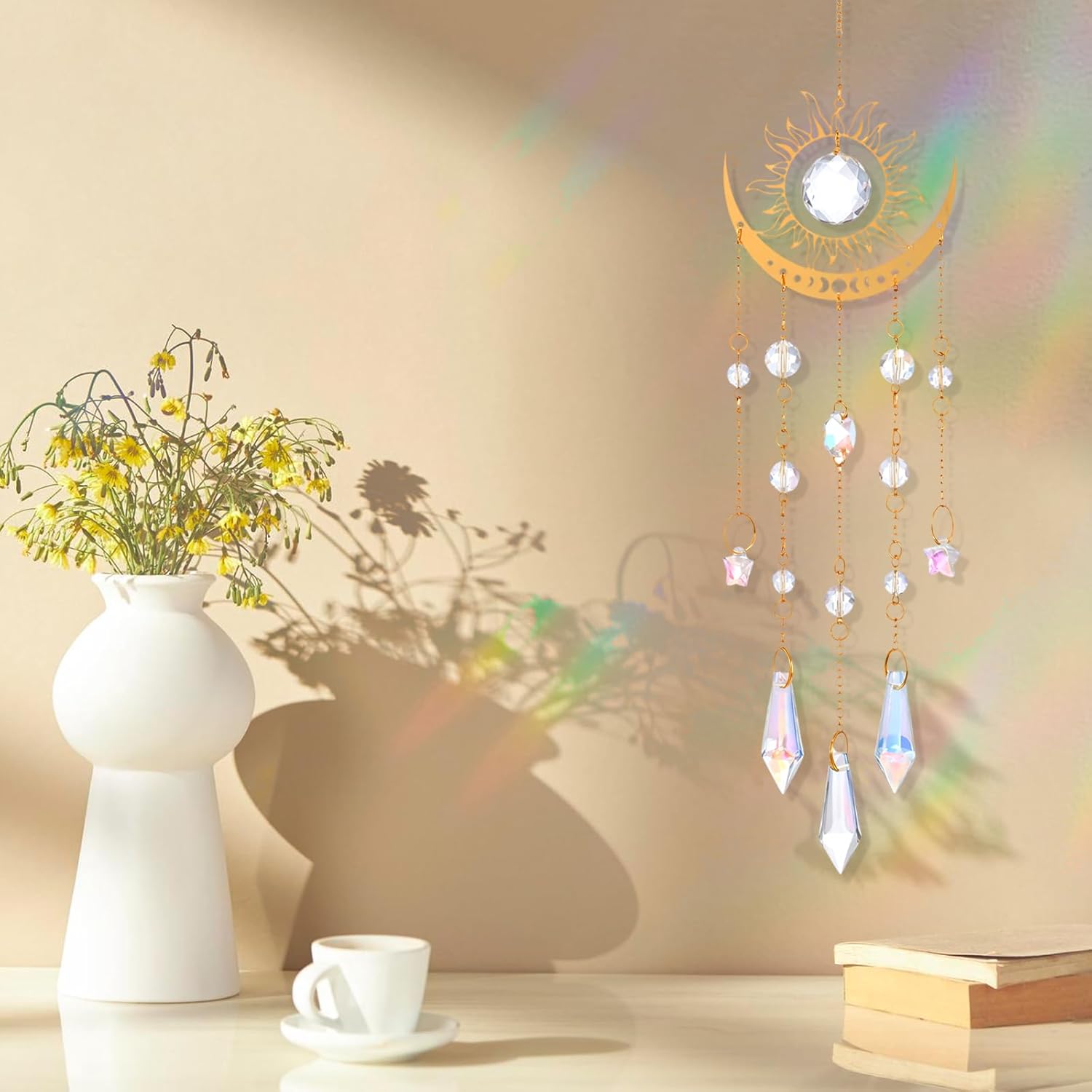 Crystal Suncatcher for Windows Hanging, Prism Rainbow Maker with Chain, Sun and Moon Catchers Indoor Outdoor Home Garden Decor, Gift for Christmas Mother’s Day Valentine’s - Image 3