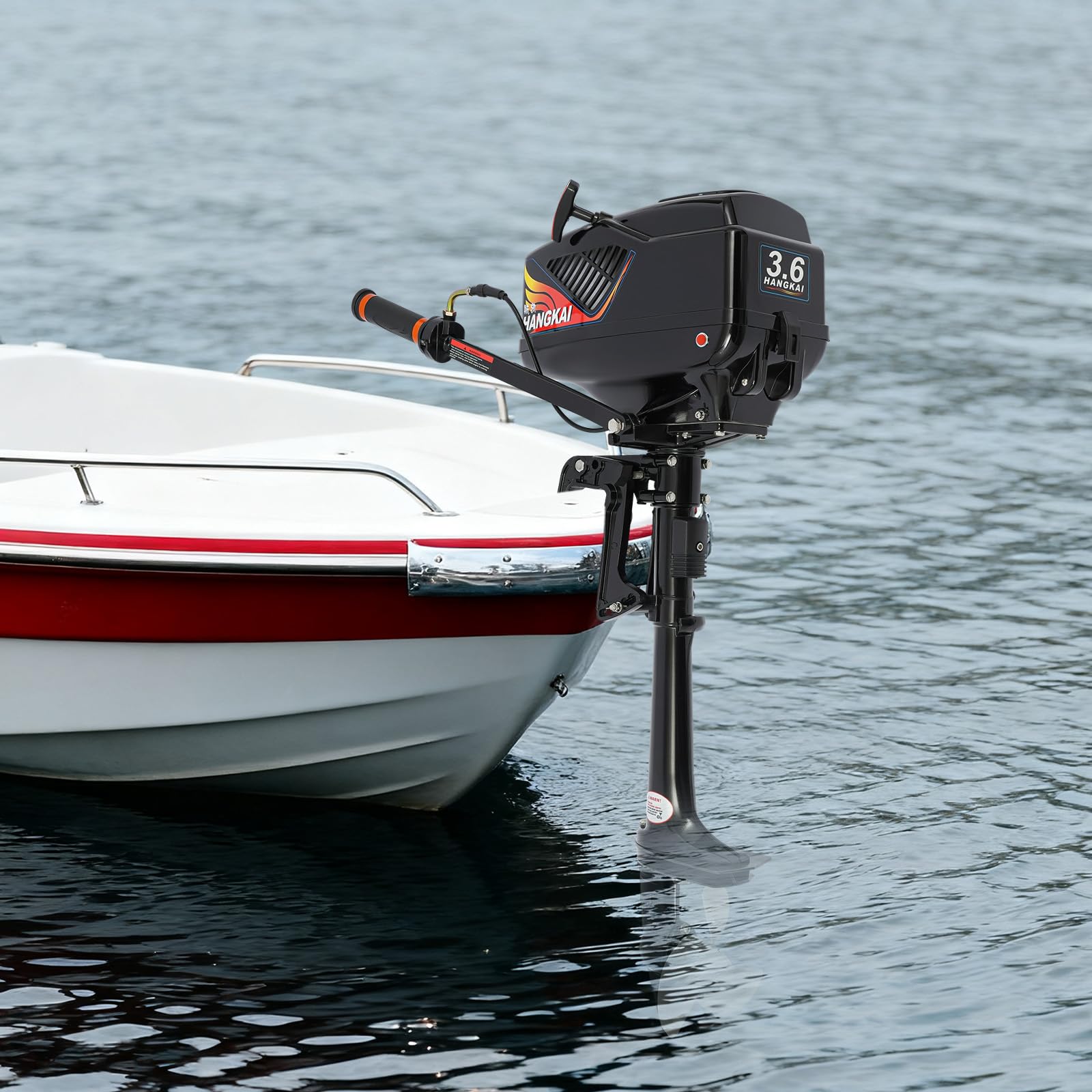 3.6 Cv Motore per Sup, 2.6 Kw Motore Elettrico Barca per Gommone, Avviamento Manuale, Altezza Specchio 42cm, 55cc, 2 Tempi, Motorino Sup per Barche da Pesca e Piccole Imbarcazioni (Grigio)