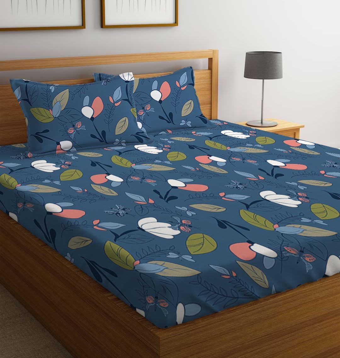 LOOMLYFE XXL Microfiber Soft Cotton Super King Size Bedsheet for Double Bed, King Size 108 ...