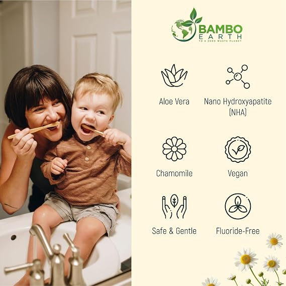 Natural Fluoride Free Toothpaste - Nano Hydroxyapatite, Remineralizing, Sensitive Teeth, Whitening & Zero Waste Tube - Dentist Recommended for Adult & Kids Oral Aloe Vera & Chamomile (2 Pack, Aloe)