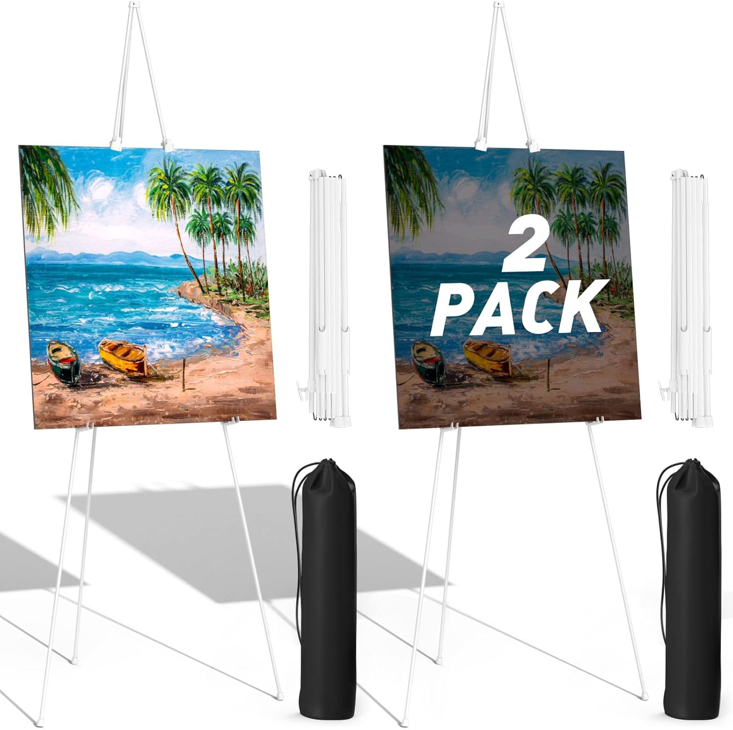 White Easel Stand for Wedding Sign 66 Inches Portable