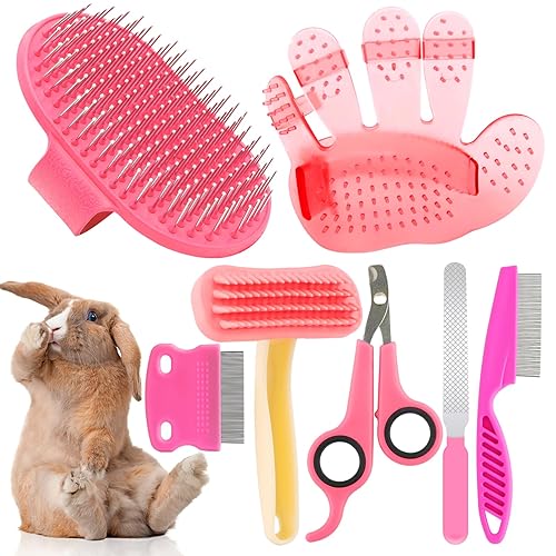 Rabbit Grooming Kit, Rabbit Brush for Shedding with Bunny Nail