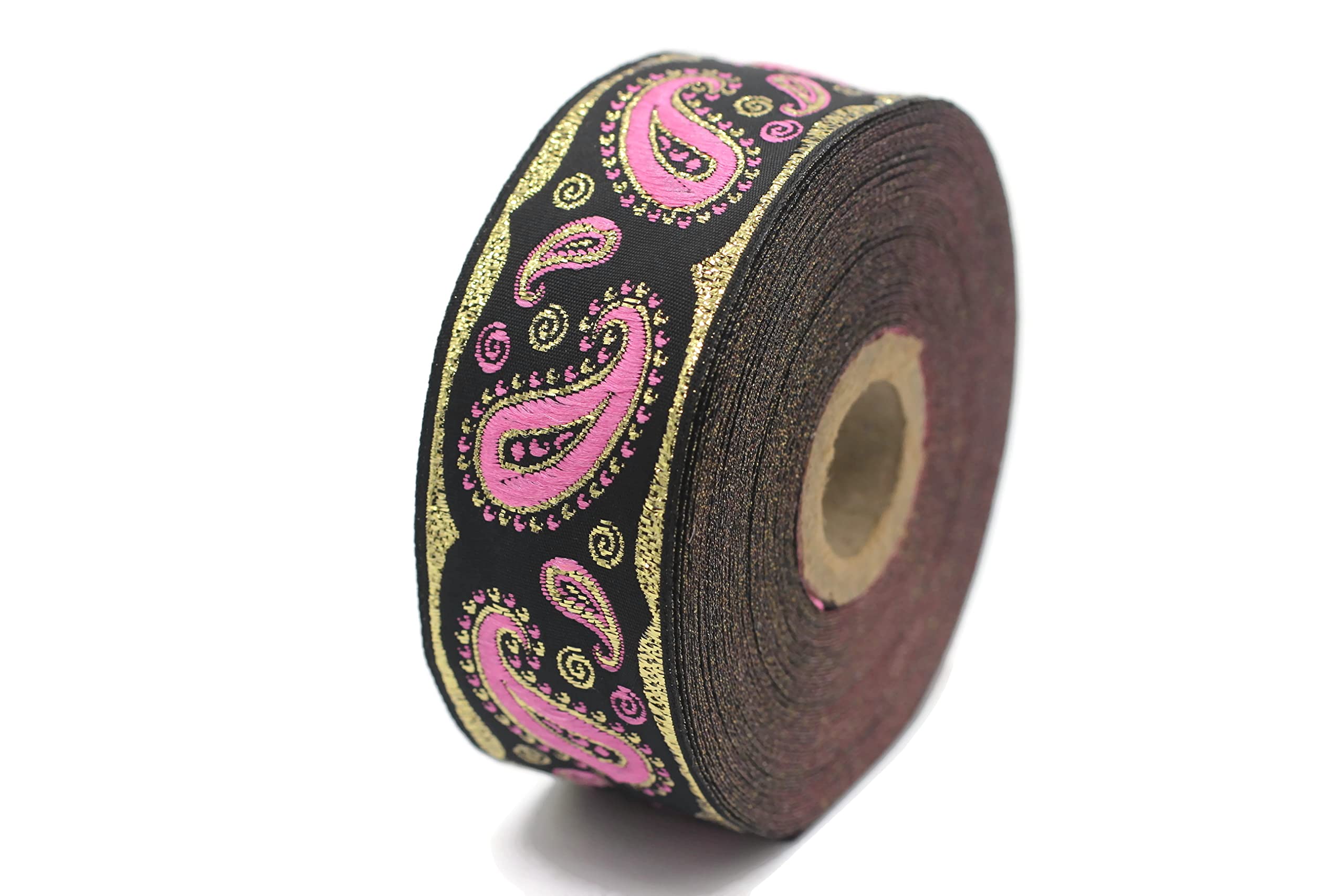 Nastro Jacquard Floreale 5 Cm X 11 Yard – Rosa E Bianco Con Ricami – Perfetto Per Cucito Creativo E Decorazioni Fai Da Te - 3