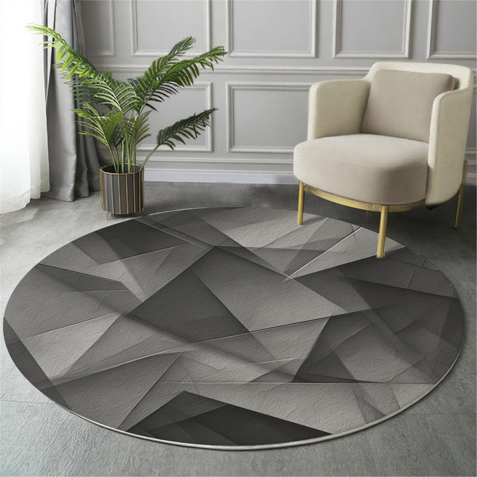 Tapis rond doux lavable en machine 180cm avec texture moelleuse grand confort