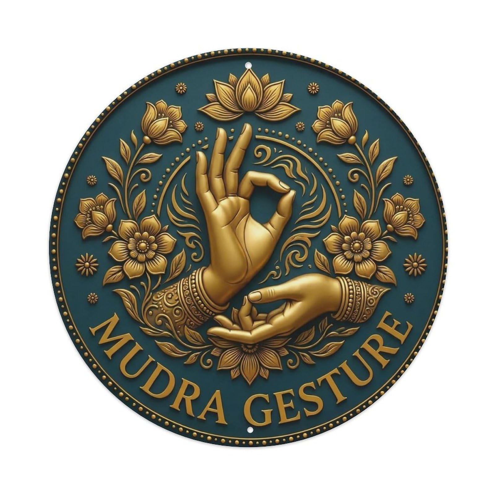 Vintage Mudra Gesture Flower Zen Yoga Metal Tin Sign