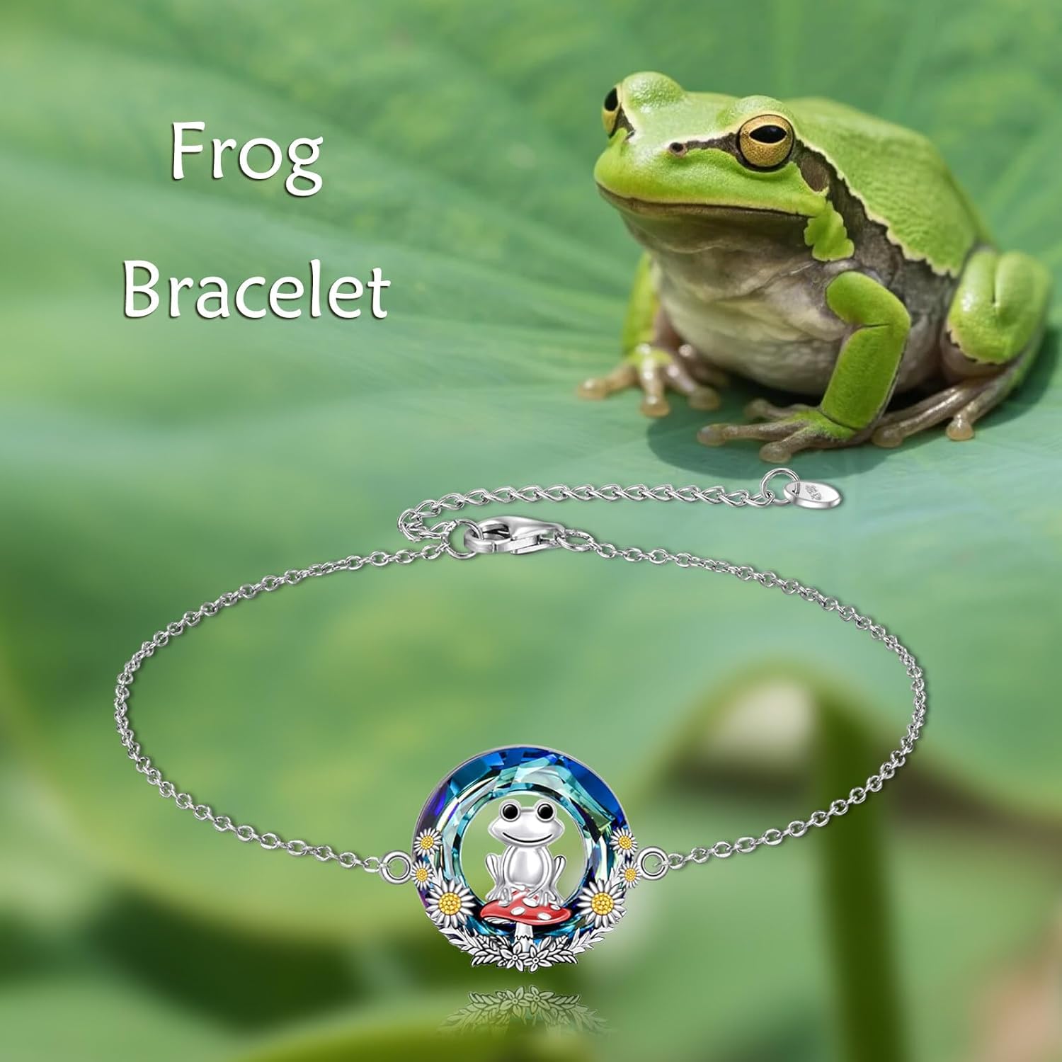 Frog Bracelet S925 Sterling Silver Crystal Frog Jewelry for Women Birthday Christmas Gifts - Image 2