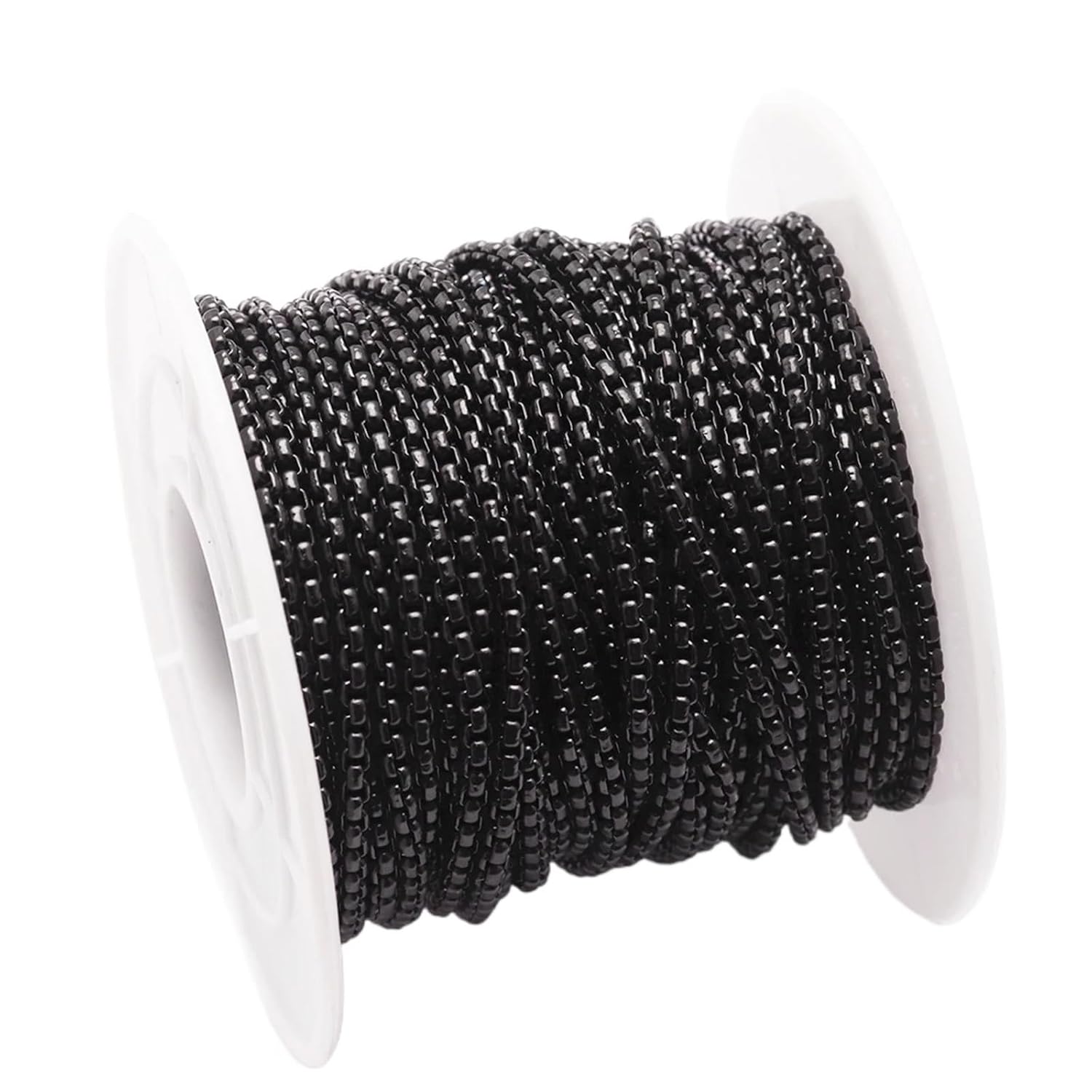 Chain Link 10 Yards/Roll 2mm 2.5mm 3mm Stainless Steel Bulk Chain for Extending Length(Black,2mm)