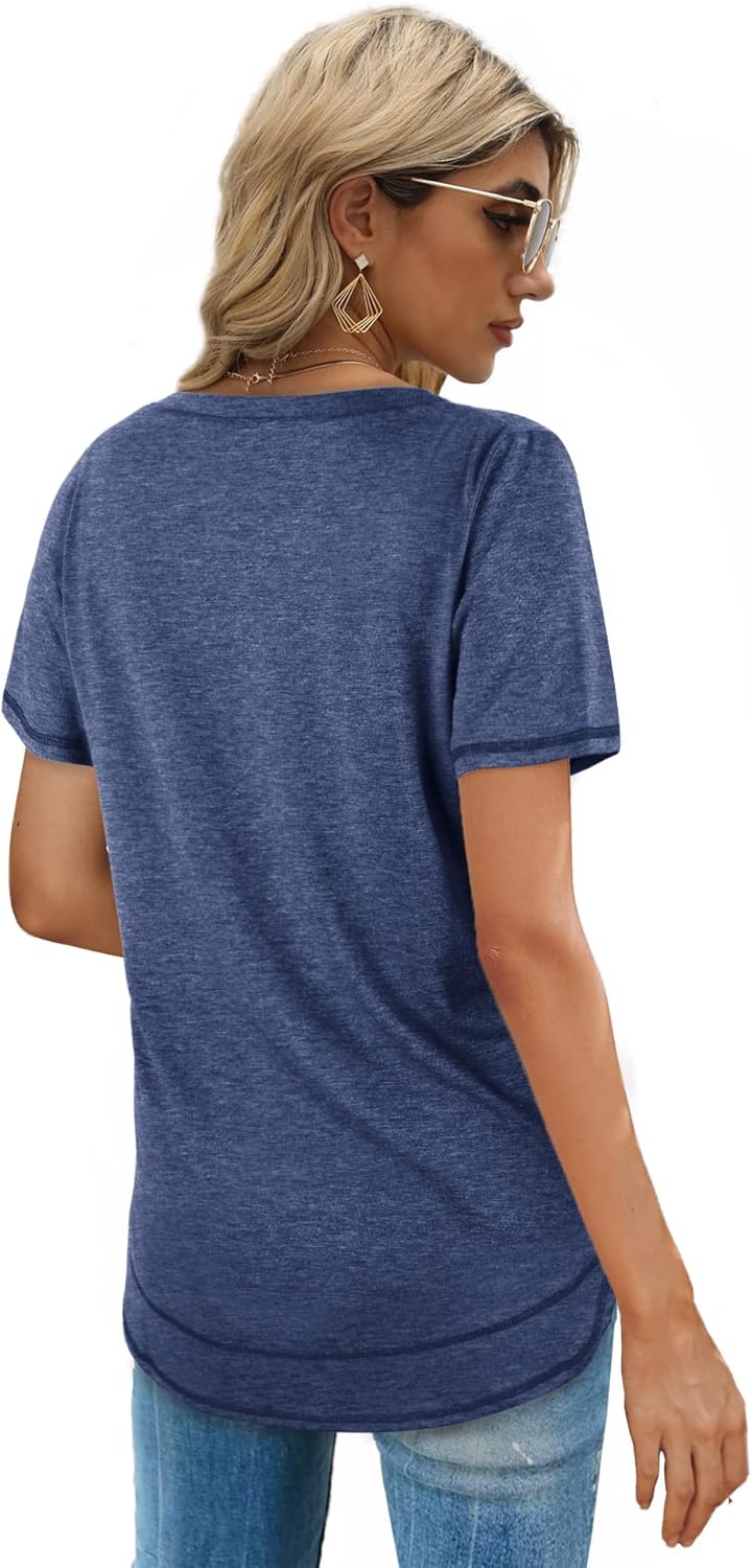 Dofaoo Womens Tops Short Sleeve Summer T-Shirts Curved Hem Casual Fashion Shirts Beach Vacation Clothes - Image 4