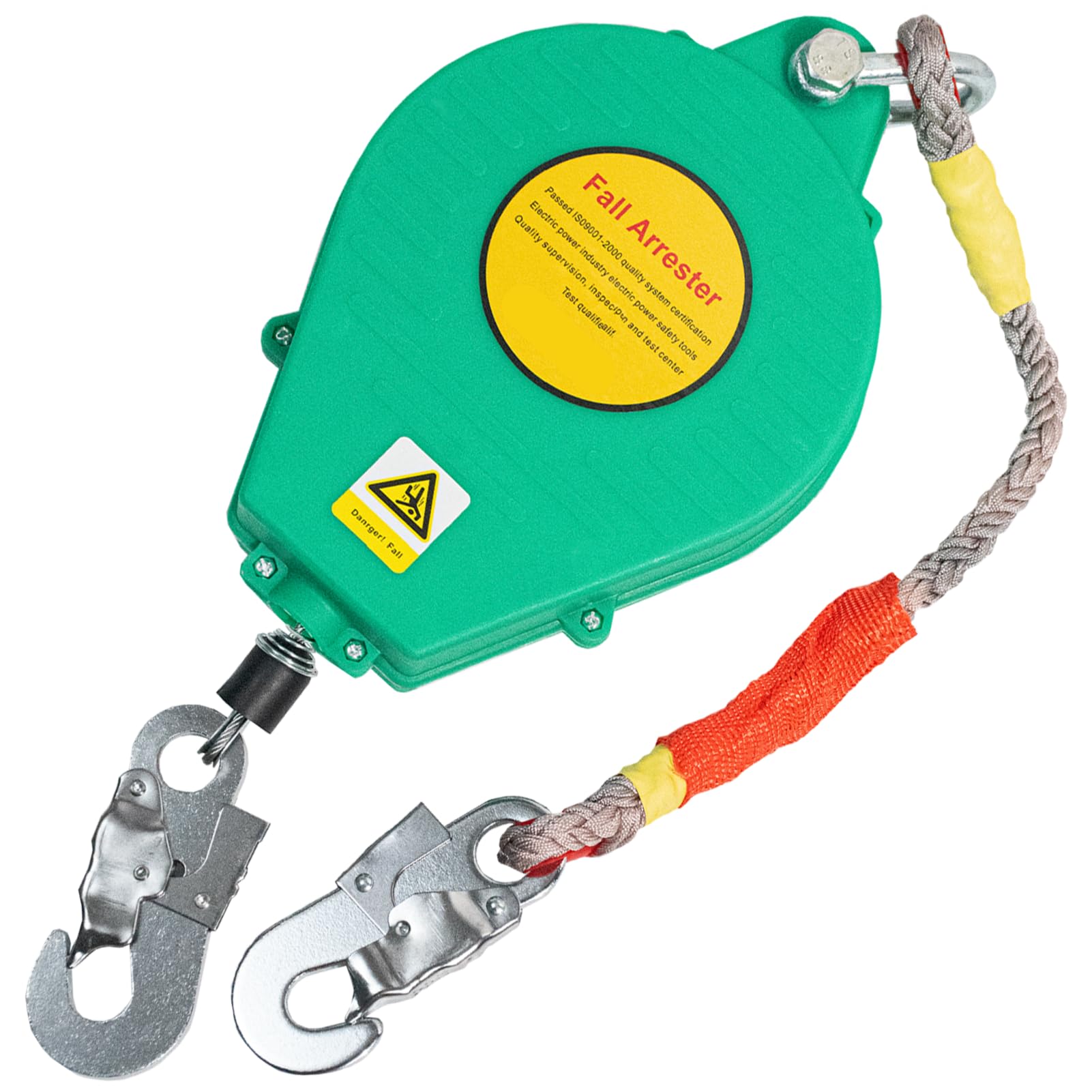 Dispositif Antichute a Rappel Automatique, 3-20m Stop Chute Toiture avec Crochet Autobloquant, Harnais de Securite Anti Chute Toiture/ Travail en Hauteur, Capacité de Charge 150 kg(Vert,5m)