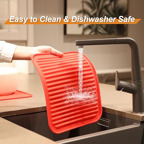 Miniatura 6 de Joyhalo Paquete de 4 salvamanteles de silicona para ollas y sartenes calientes, salvamanteles resistentes al calor de 480 para platos calientes,