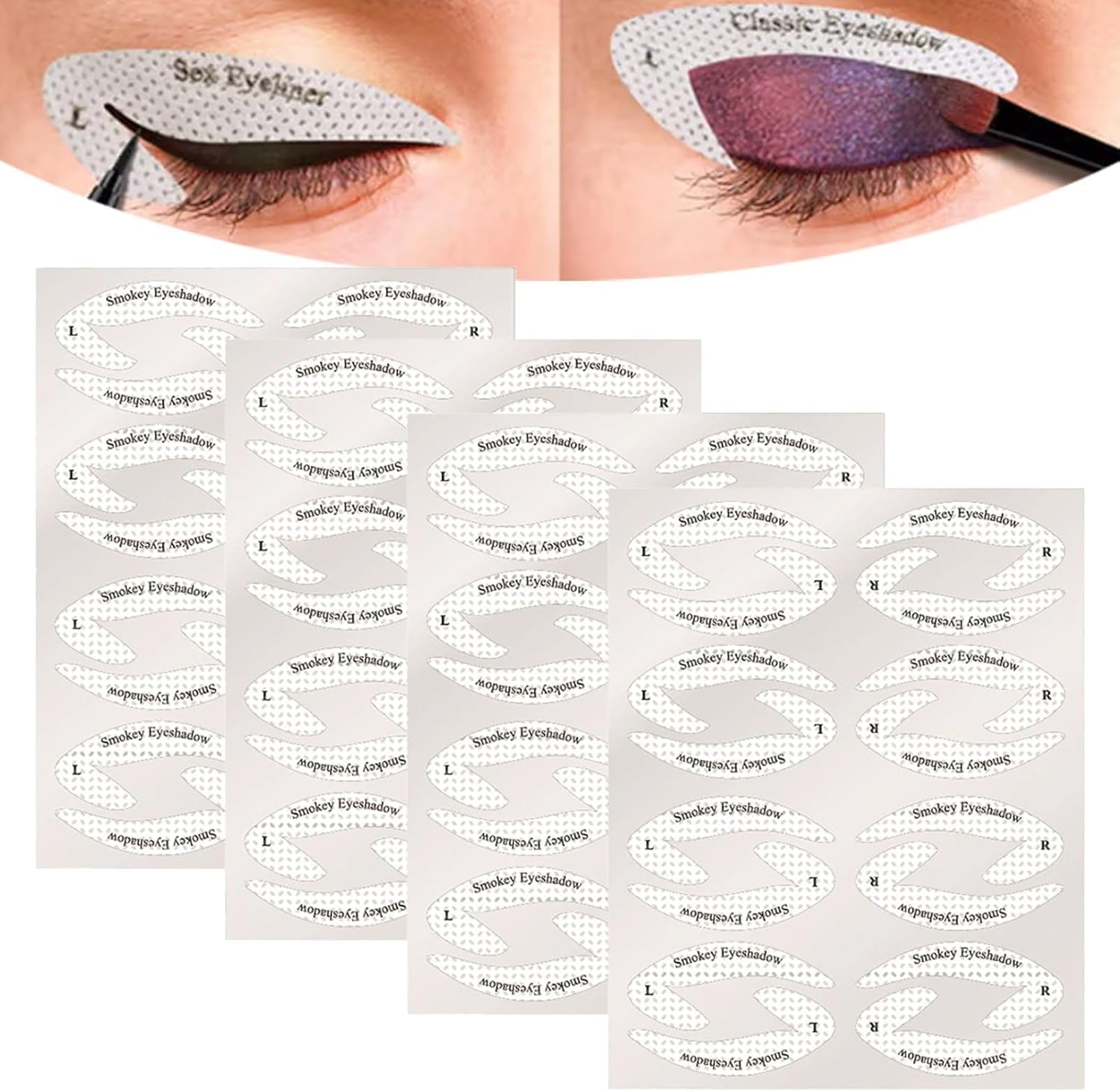 DENFY 32 Styles 4 Sheets Eye Makeup Quick Eyeliner Eye-shadow Stencil Stickies For Women Eyeliner Sticker for Eyes Suitable for Makeup Beginners and Seeking Quick Results-picture-24