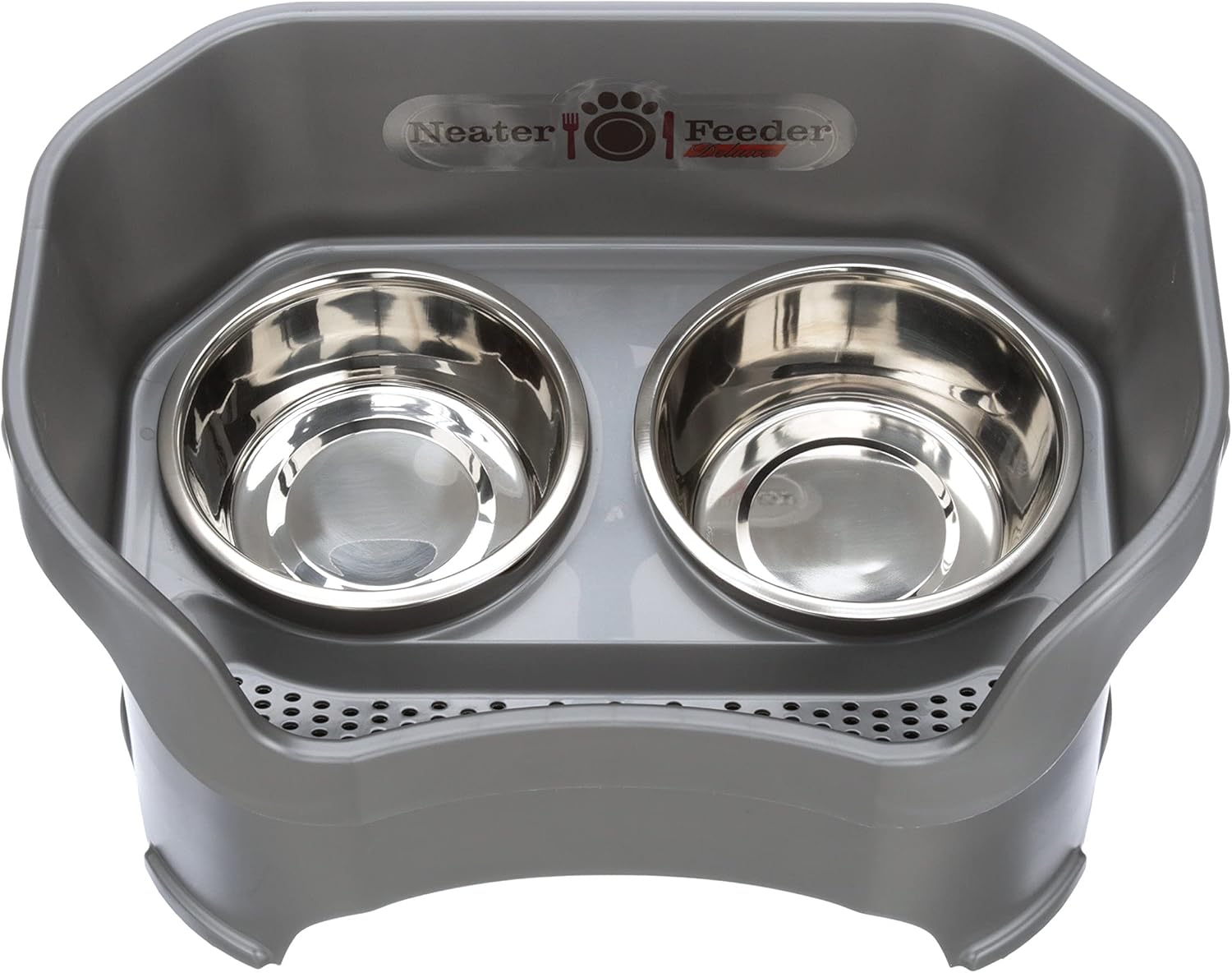 Pet Supplies : Neater Feeder Deluxe for Large Dogs - Mess Proof Pet Feeder with Stainless Steel Food & Water Bowls - Drip Proof, Non-Tip, and Non-Slip - Gunmetal Grey : 